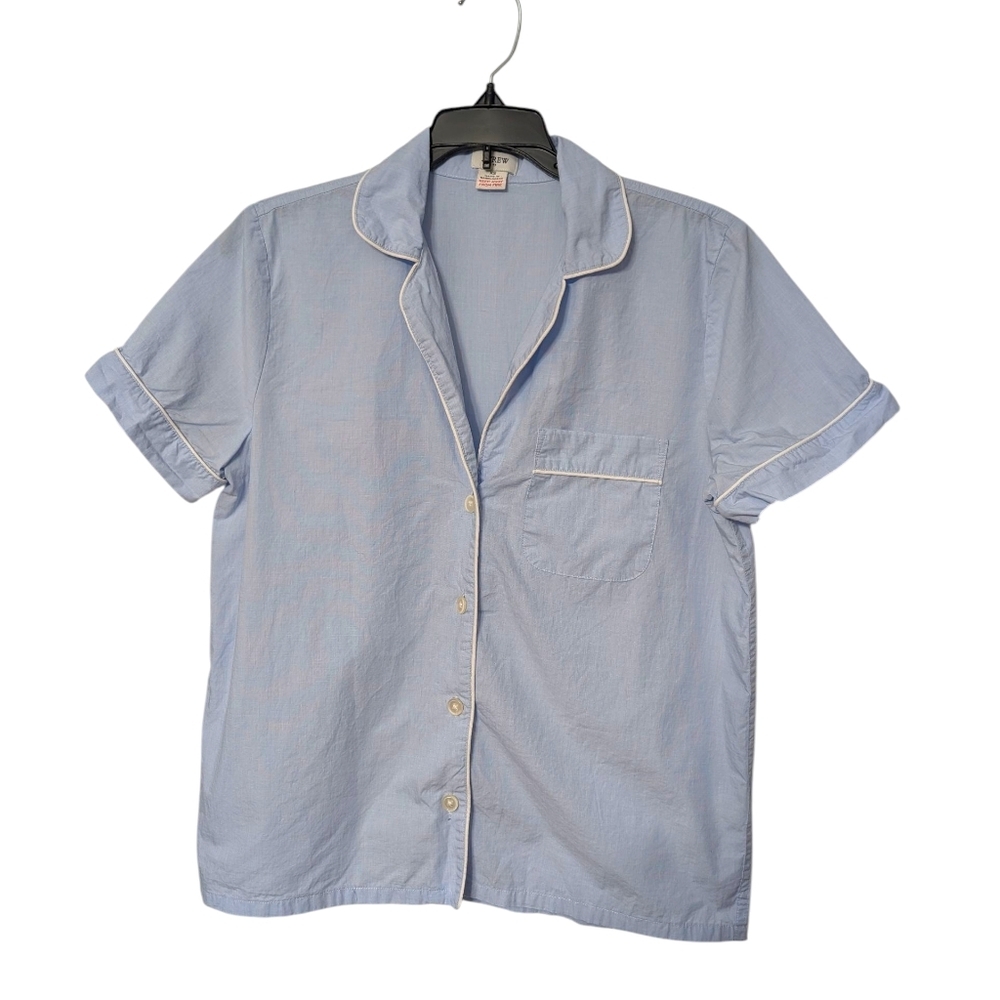 J.‎ Crew Dusty Peri Light Blue Women's Button Front Collard Pajama Top Size XS